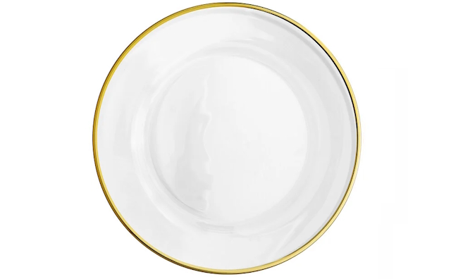 13 inch charger clear with Gold Rim